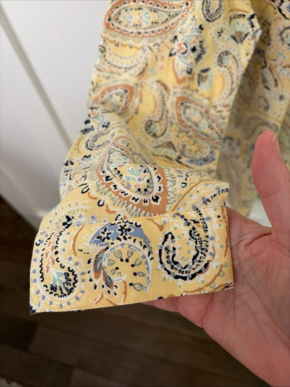 J. Jill women’s Butter Yellow Paisley Long-Sleeve pullover shirt - Picture 5 of 11